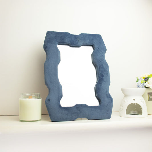 Soft Squiggly Mirror  Chunky Frame  Royal Blue (30.5x22.5x2.3cm)