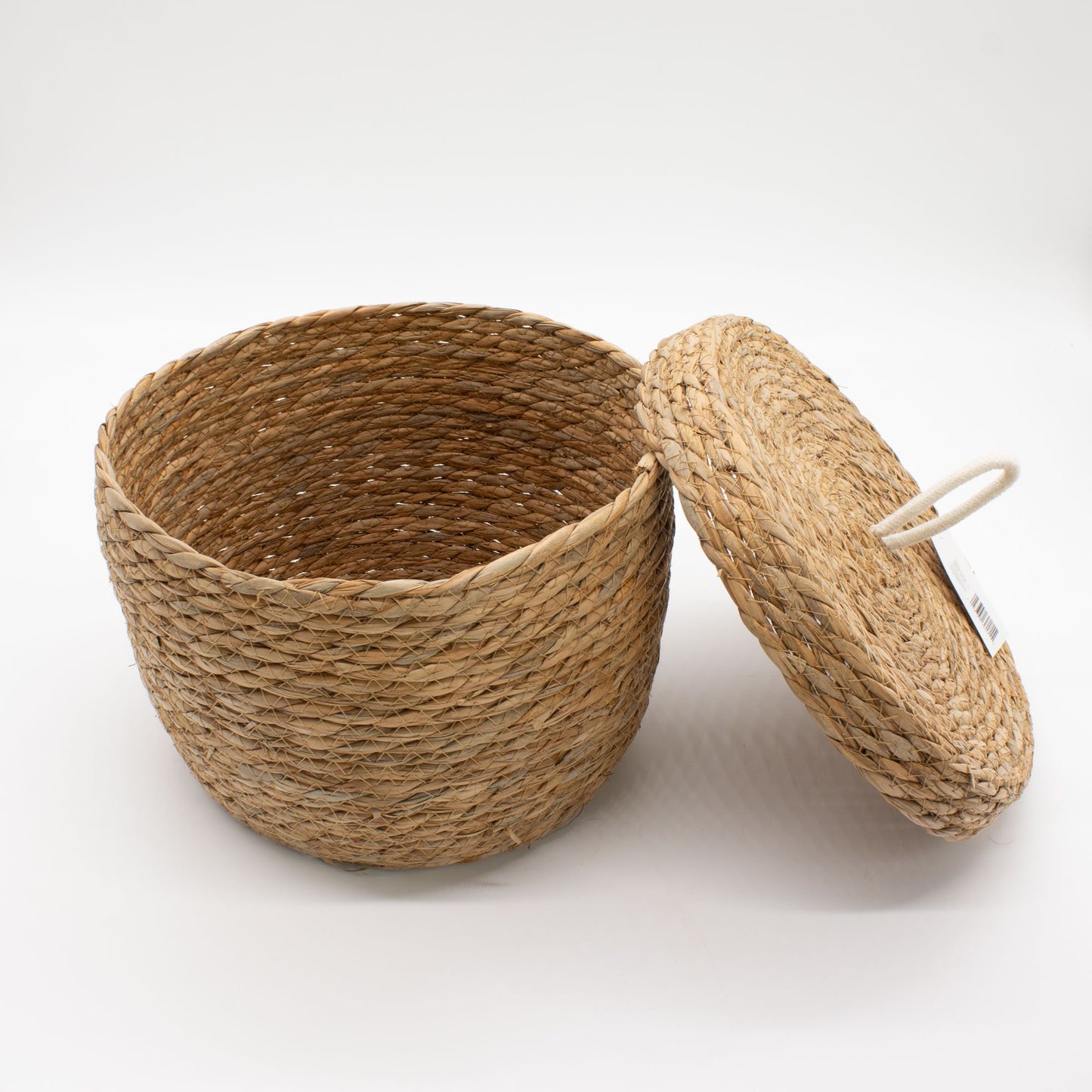 Seagrass & Cotton Round Baskets with Lids - Natural - Set of 11
