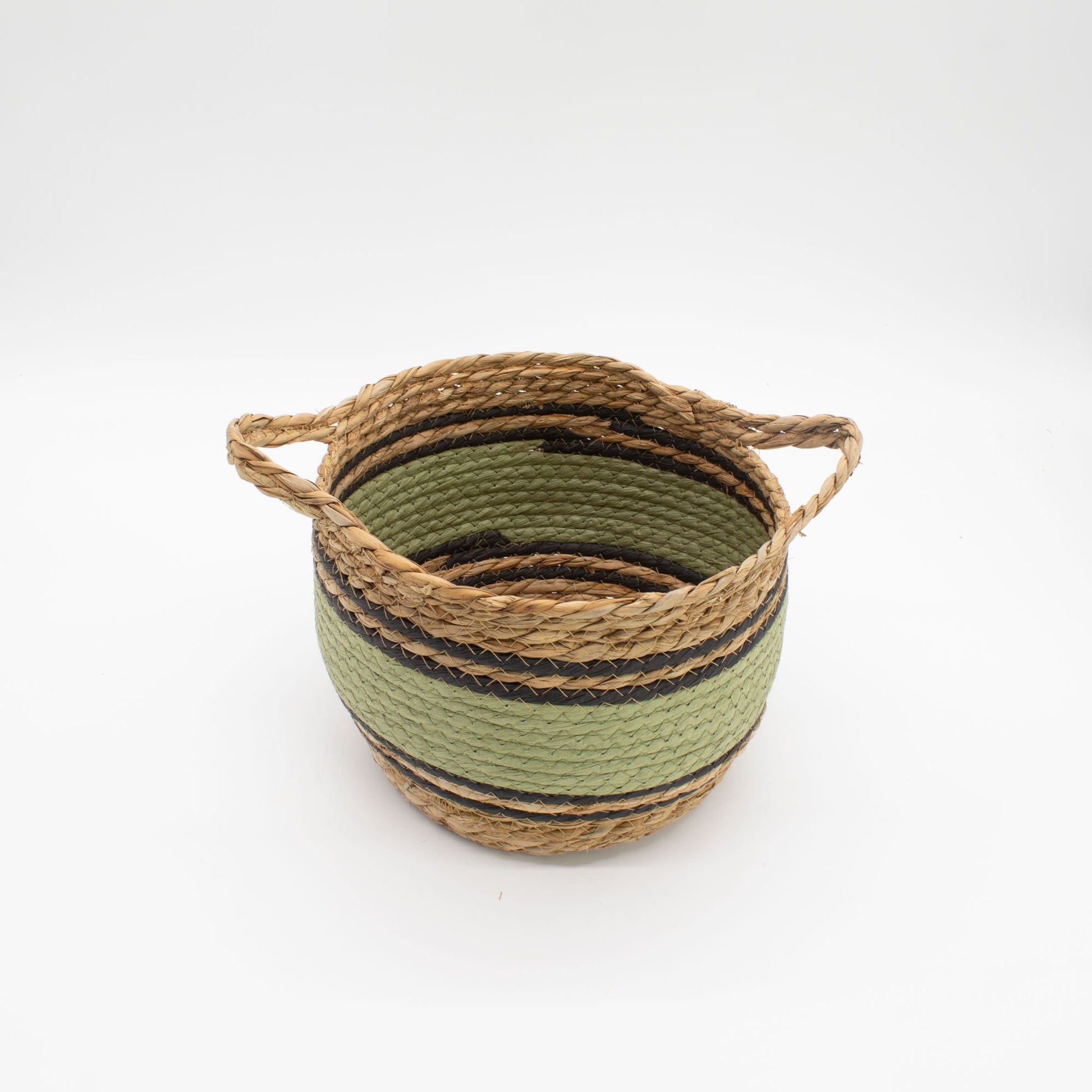 Cotton & Seagrass Large Baskets - Natural Black & Green- Set of 6