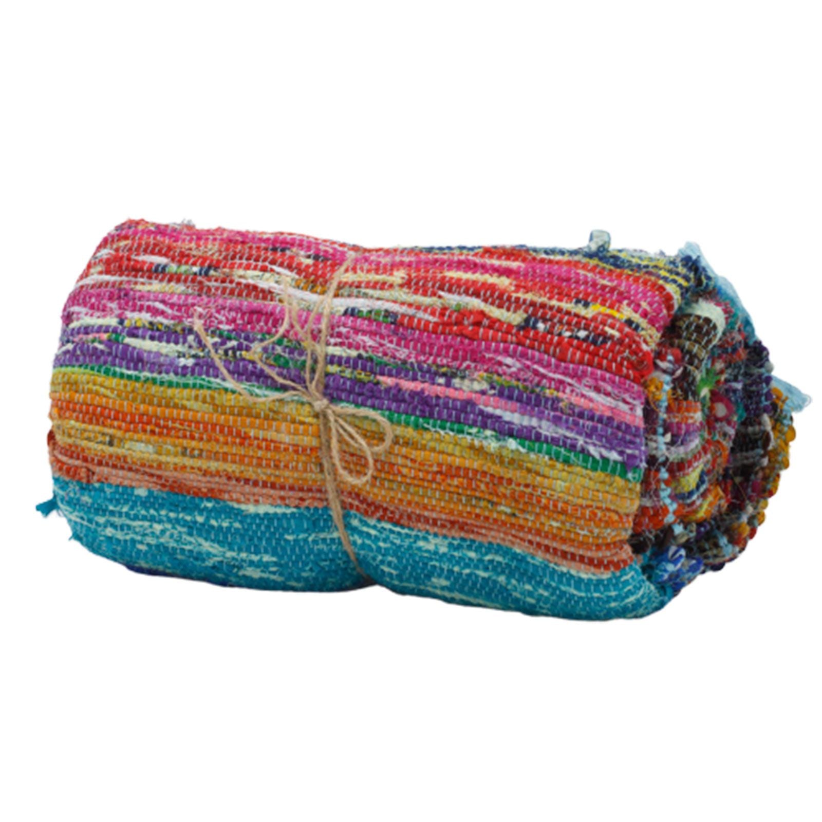 158 x 90cm Luxury Rag Rug - Blue