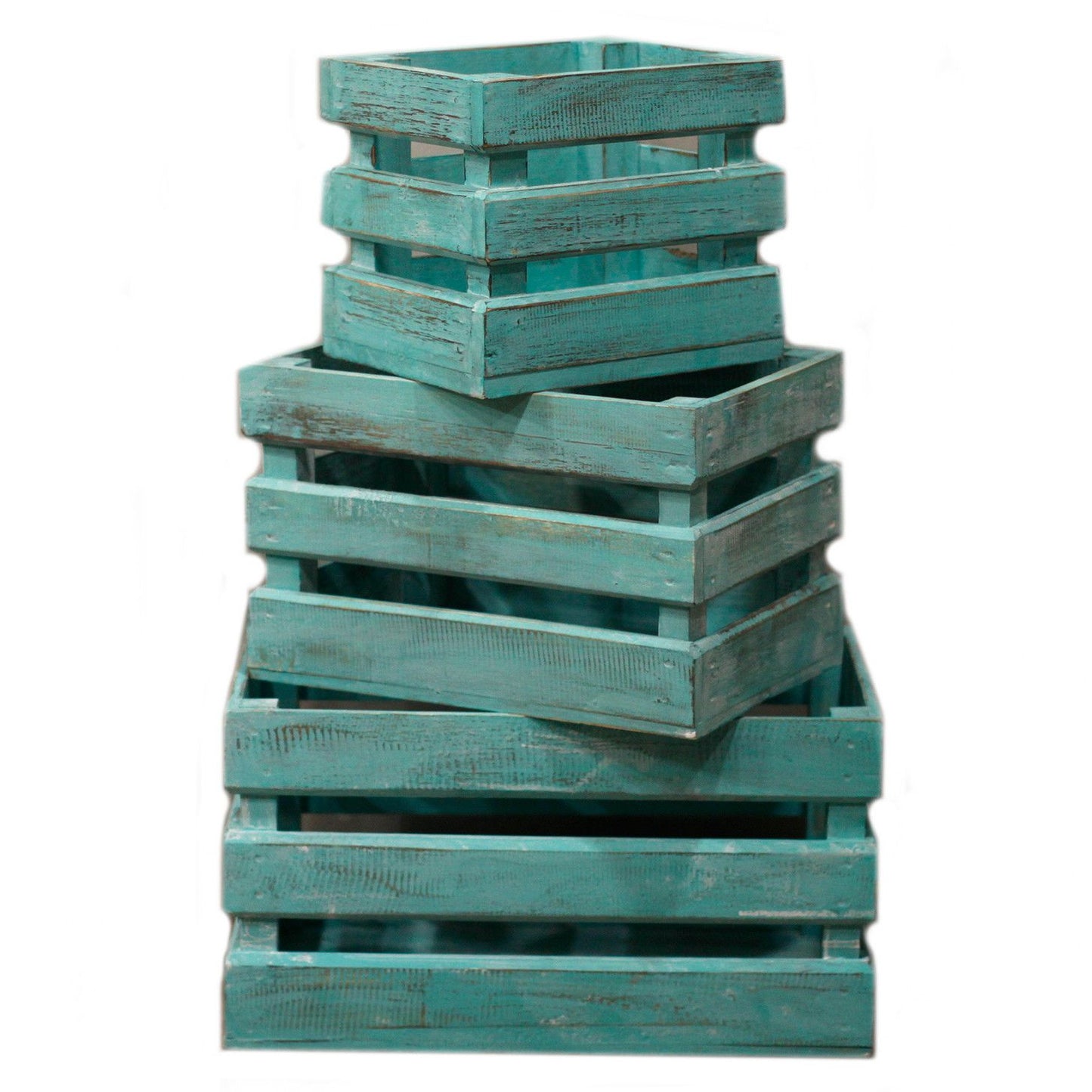 Wooden Storage Crates Greenwash (Set of 3)