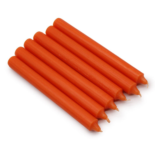 Solid Colour Dinner Candles - Rustic Orange - Pack of 6