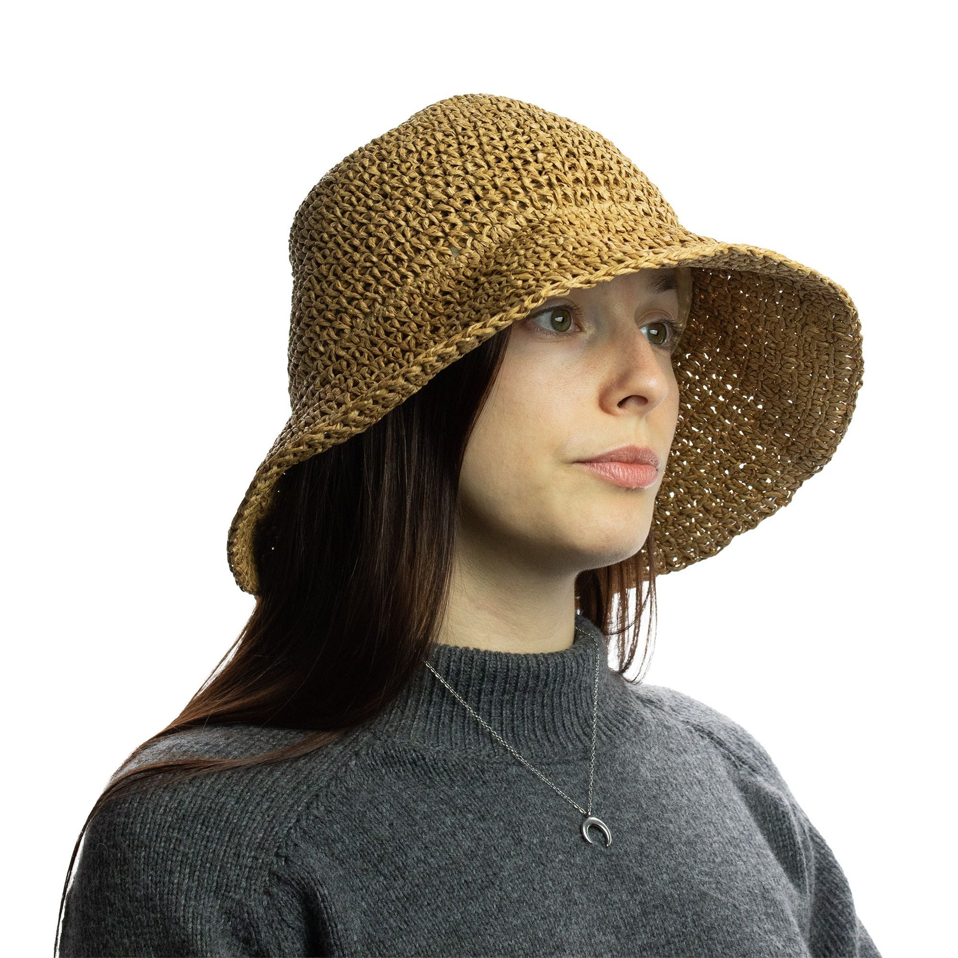 Nomad Sari Floppy Straw Sun Hat - Natural Coffee