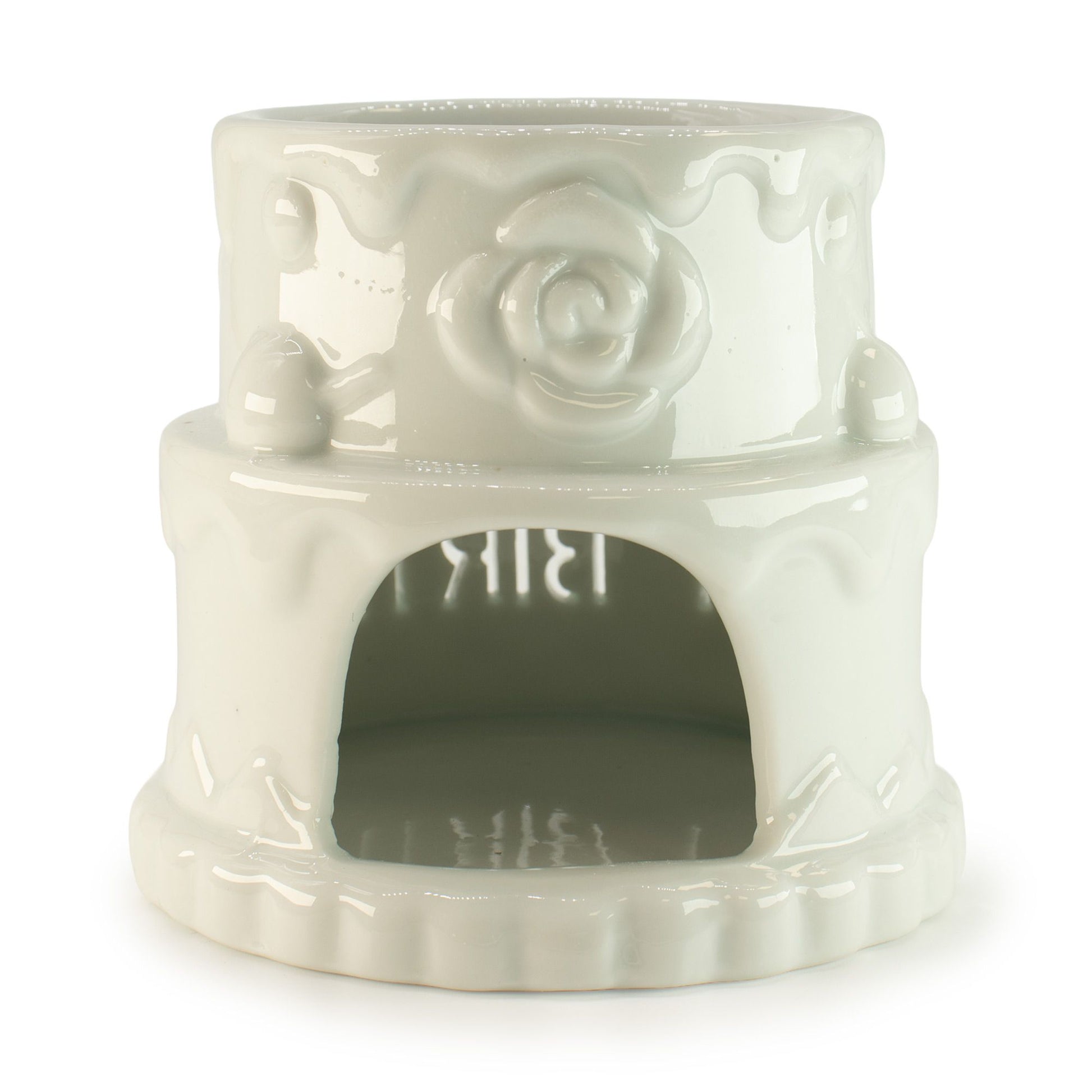 Ceramic Cake Oil Burner - HAPPY BIRTHDAY - White