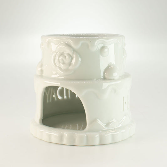 Ceramic Cake Oil Burner - HAPPY BIRTHDAY - White