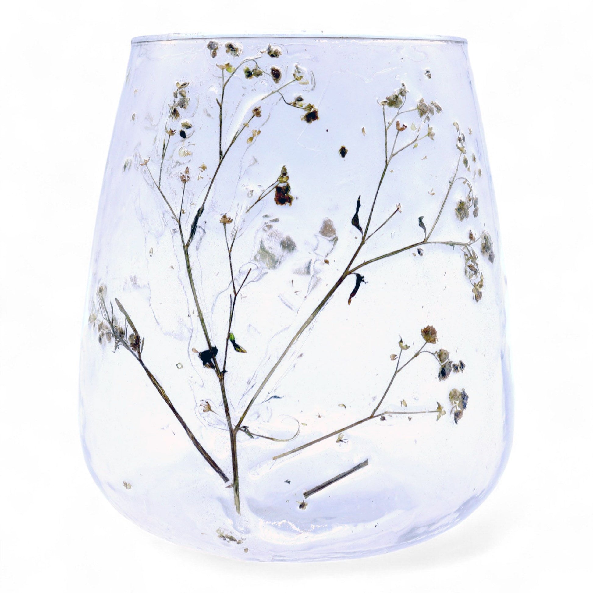 Natural Floral Glass - Vase Candle Holder - Margarita  - (12x11cm)