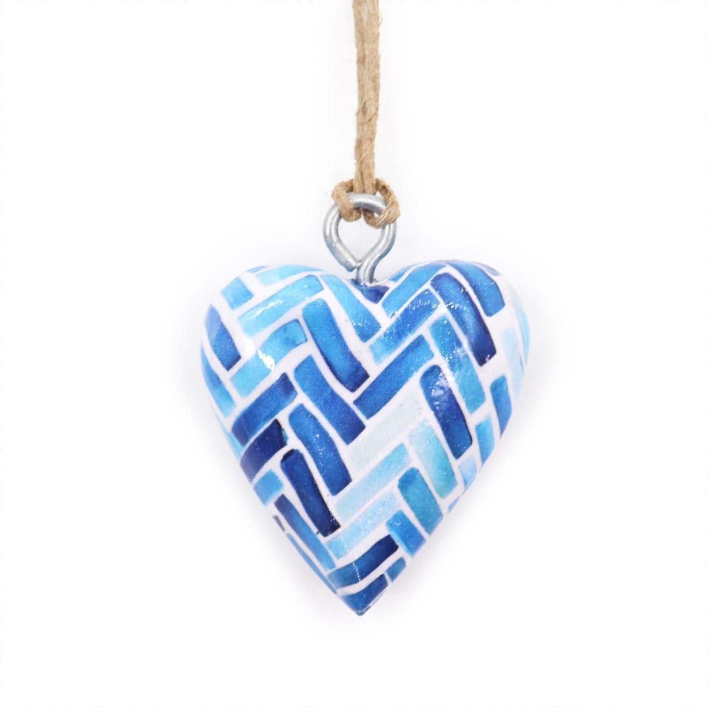 Decor Wood Heart -  Blue Stripes