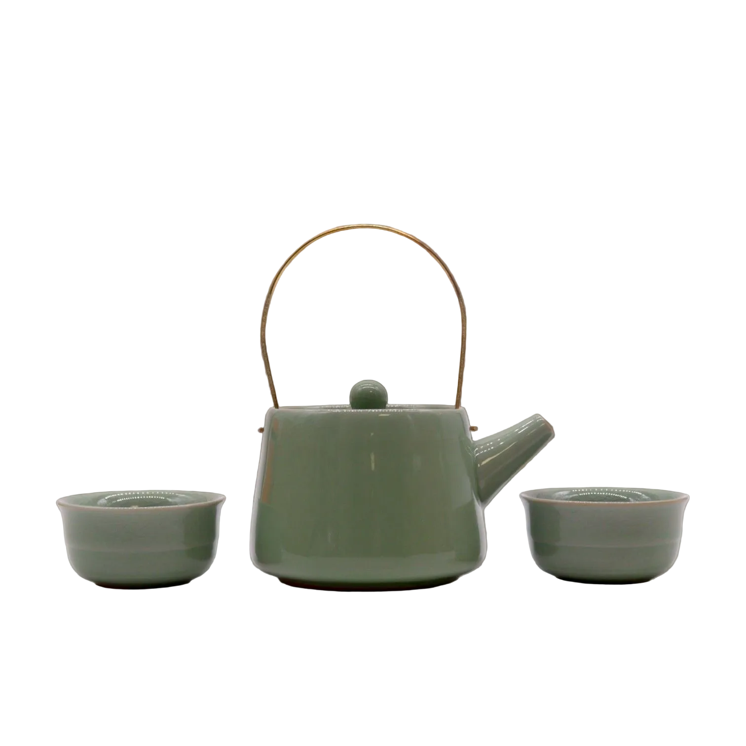 Herbal Jade Teapot Set - Pot & Two Cups