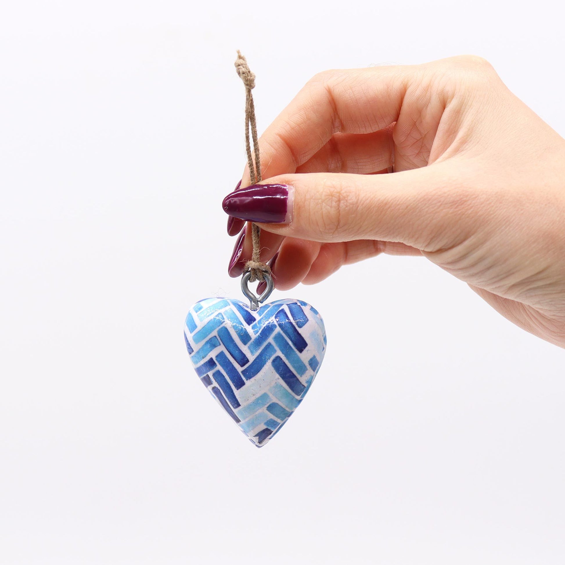 Decor Wood Heart -  Blue Stripes