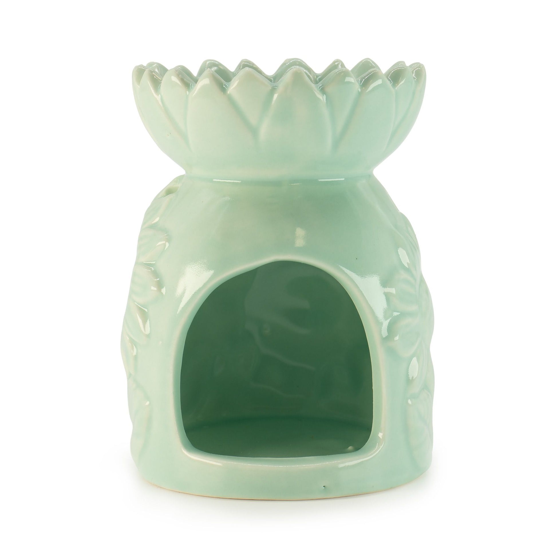 Ceramic Sunflower Oil Burner - Pastel Green