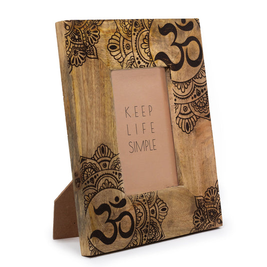 Medium Mango Wood Picture Framel (for 10x15cm) 26x20x2cm - Mandala - Black