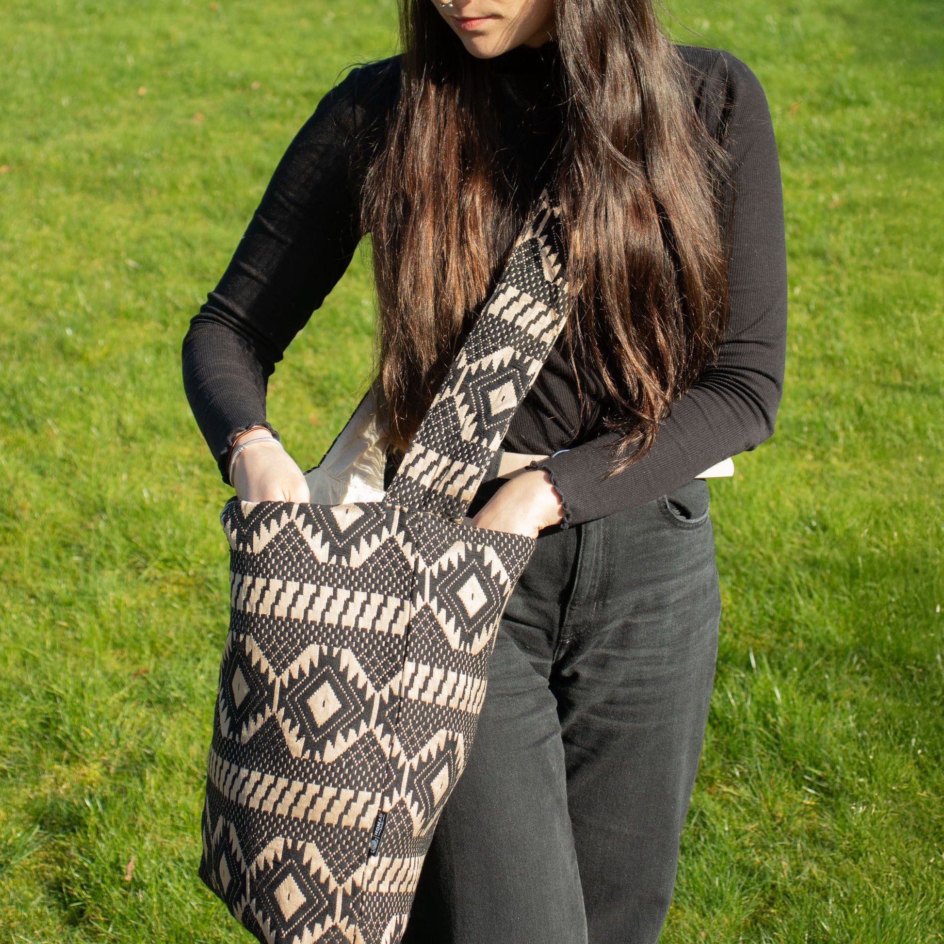 Nomad Sari Jacquard Natural Nomad Carryall Bags - Desert Loom