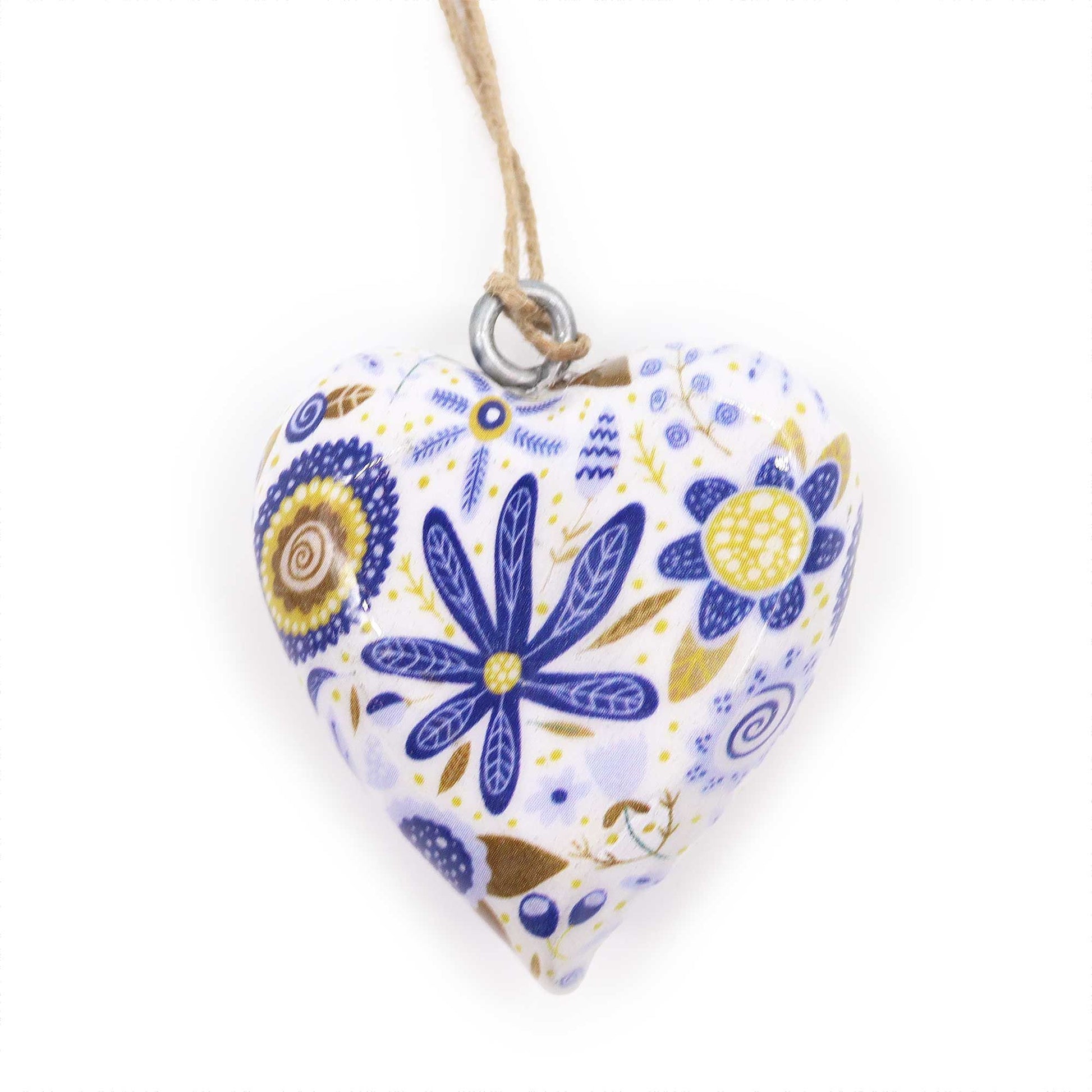 Decor Wood Heart -  Blue Floral