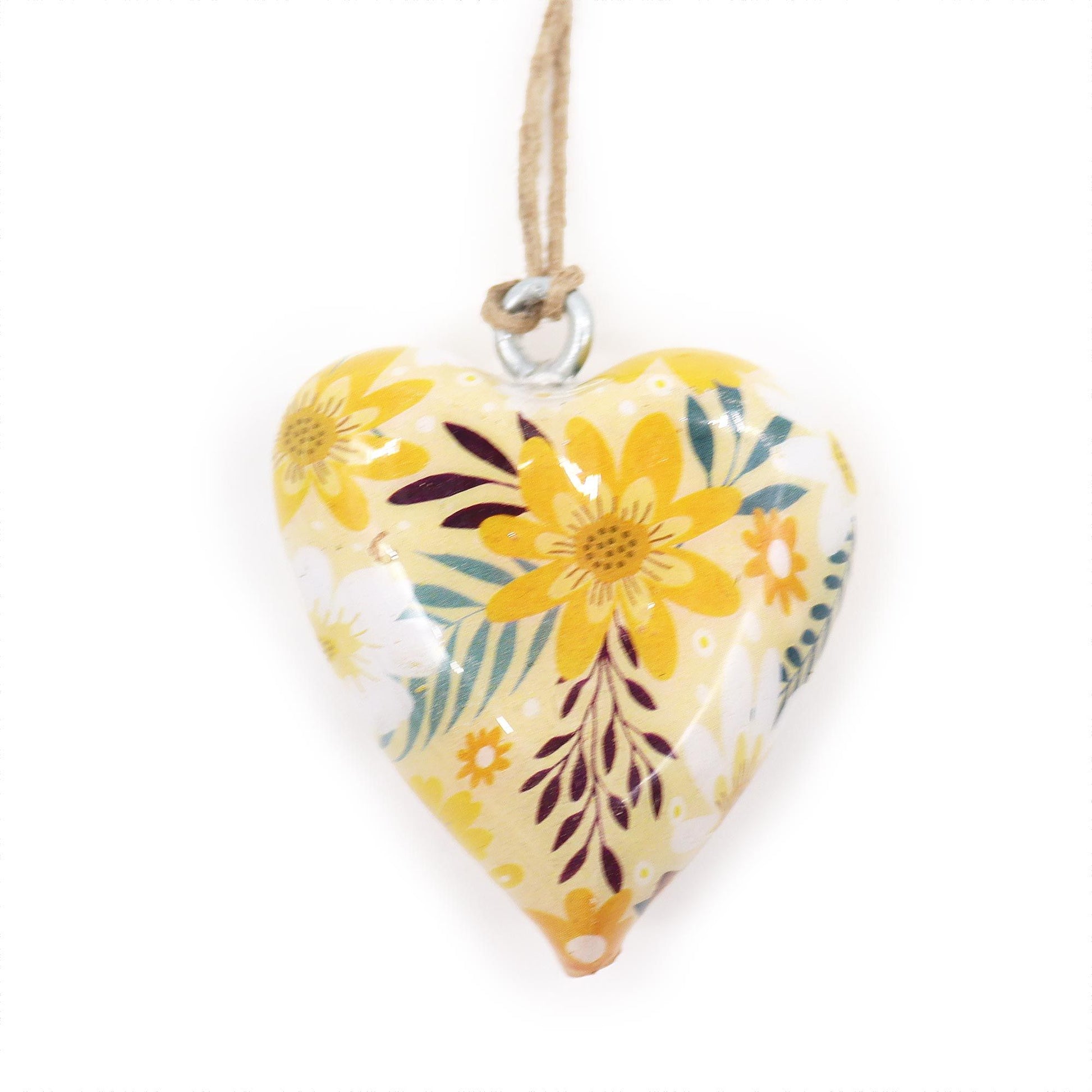 Decor Wood Heart -  Yellow Floral