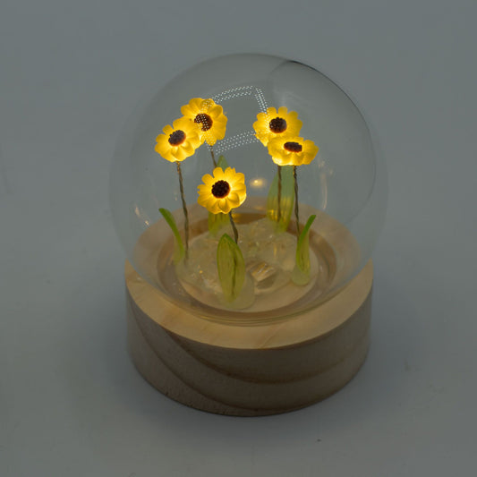 Floral Glow Garden Dome - 5 Sunflowers - LED Battery