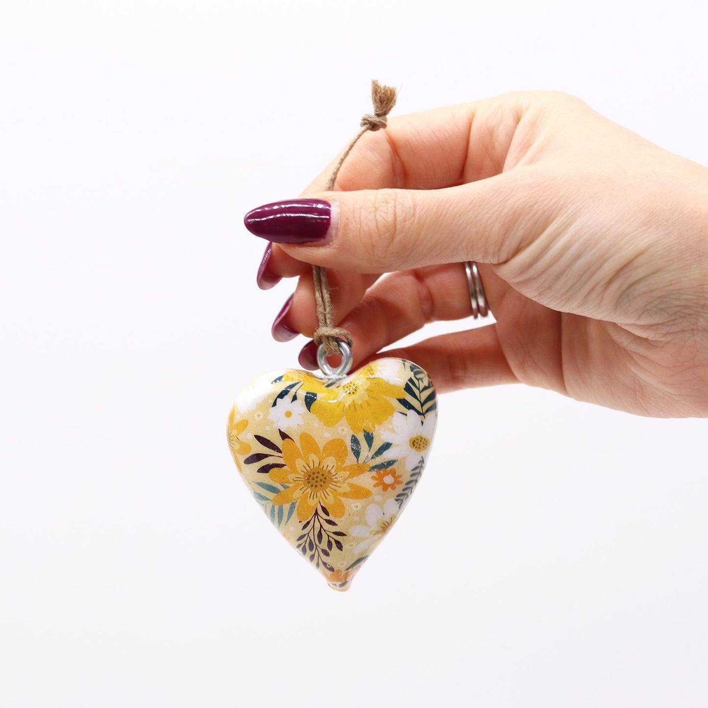 Decor Wood Heart -  Yellow Floral
