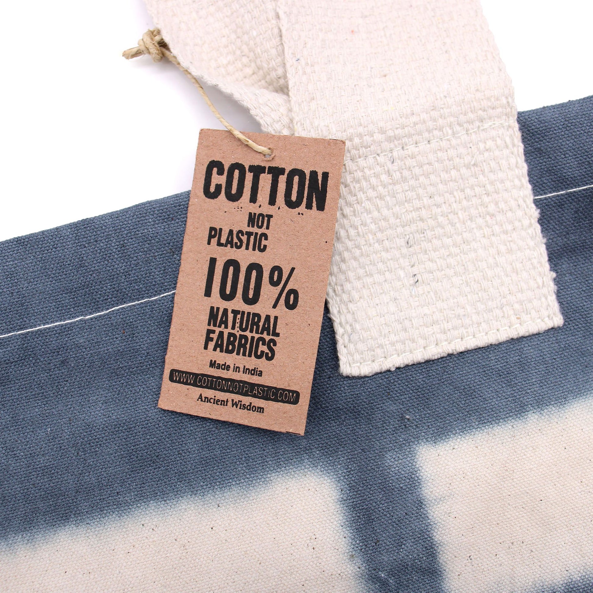Natural Tye-Dye Cotton Bag (8oz) - 38x42x12cm - Grey Blocks -Handle