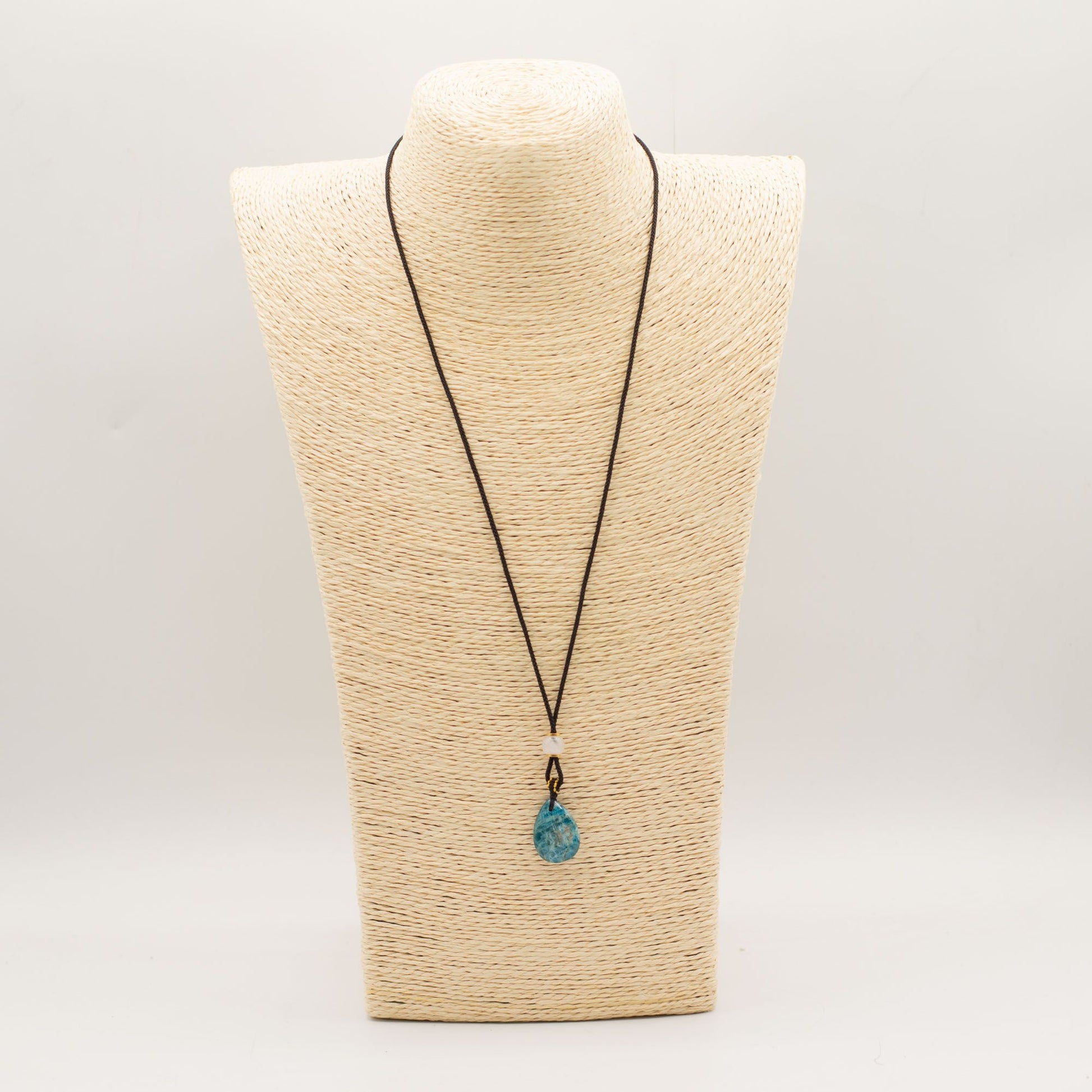 Cord Necklace Gemstone Pendant - Howlite Teardrop