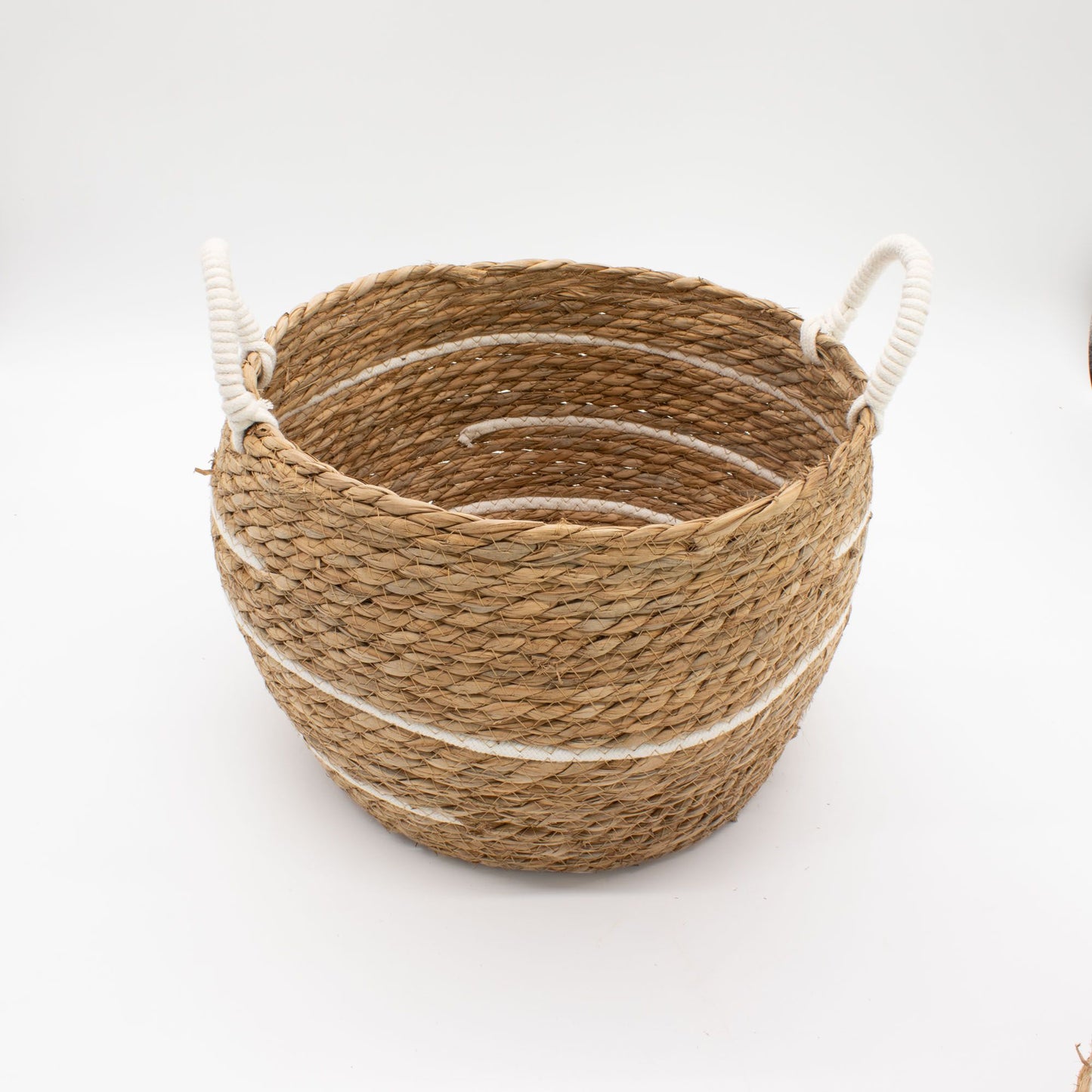 Cotton & Seagrass Large Baskets – Natural Stripes – Set of 5
