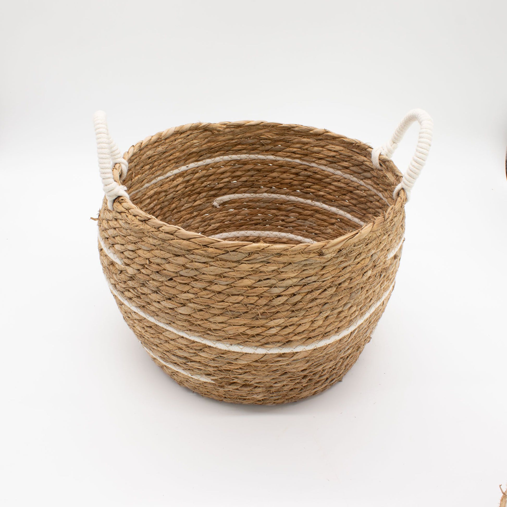 Cotton & Seagrass Large Baskets – Natural Stripes – Set of 5