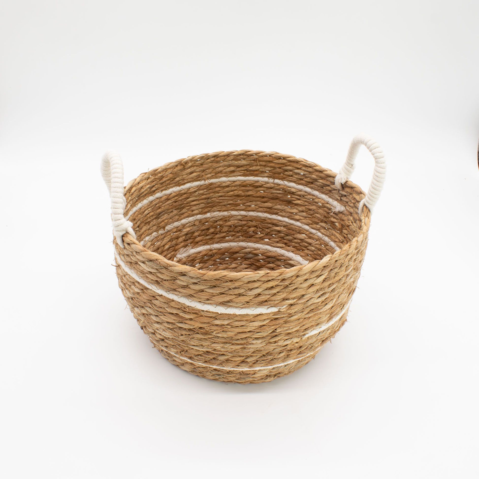 Cotton & Seagrass Large Baskets – Natural Stripes – Set of 6