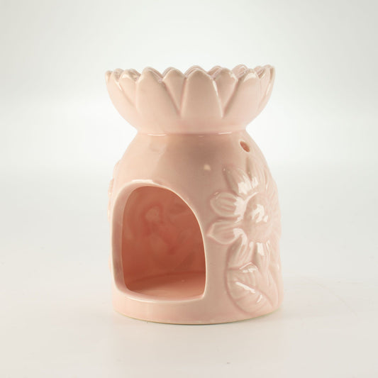 Ceramic Sunflower Oil Burner - Pastel Pink