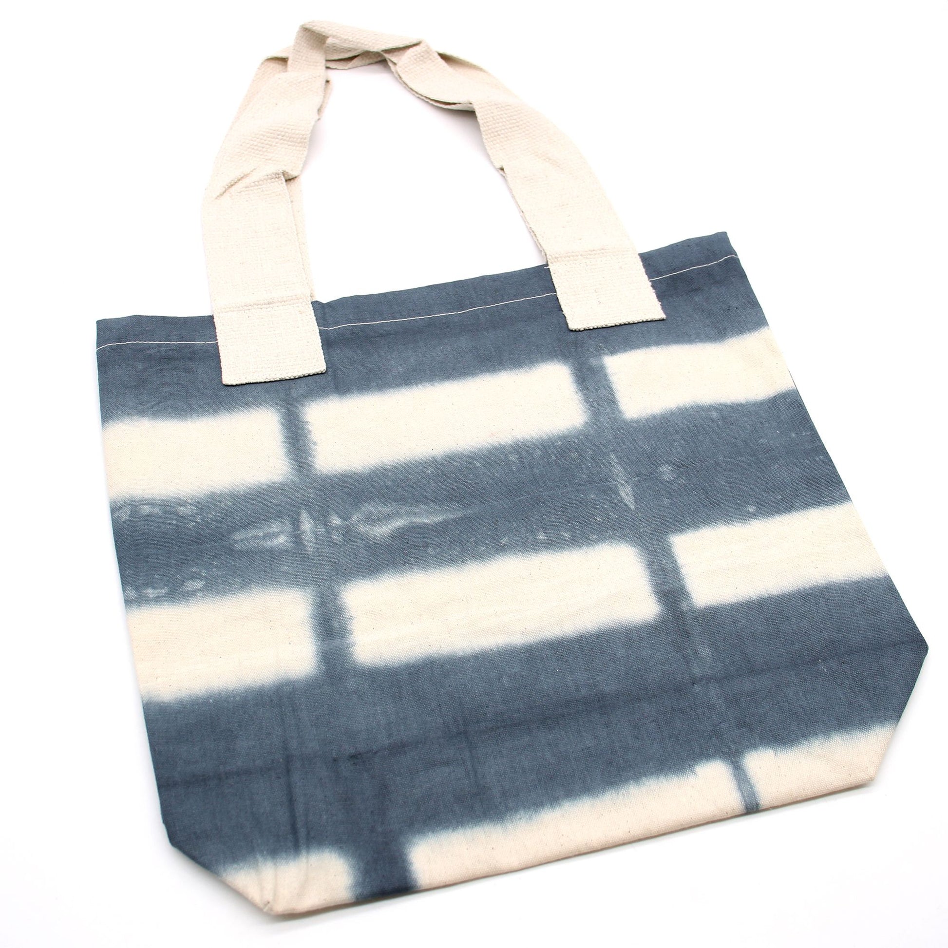 Natural Tye-Dye Cotton Bag (8oz) - 38x42x12cm - Grey Blocks -Handle