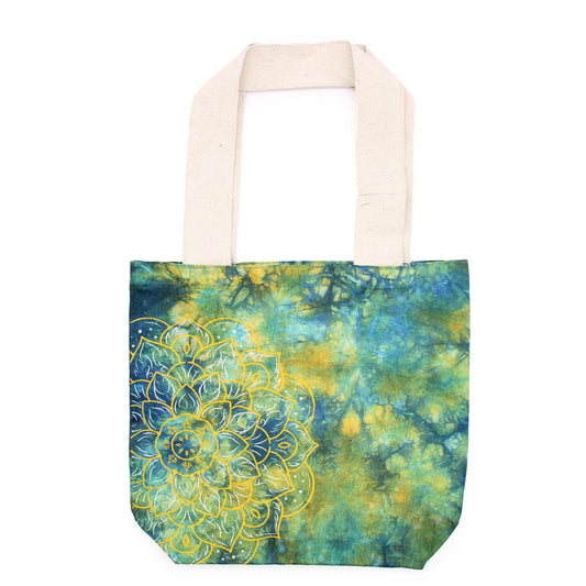 Tye-Dye Cotton Bag (6oz) - 38x42x12cm -  Mandela - Green/Blue -Handle