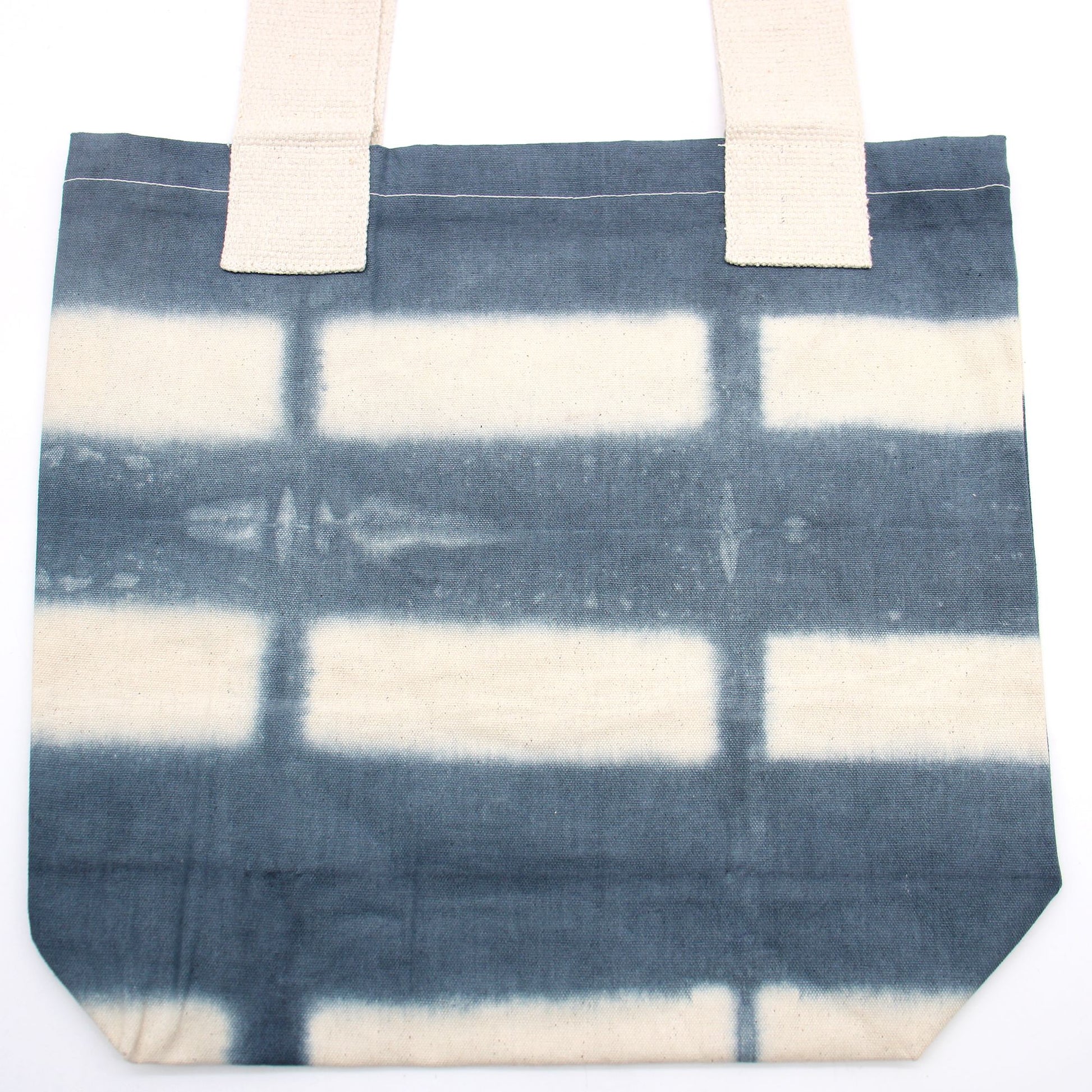 Natural Tye-Dye Cotton Bag (8oz) - 38x42x12cm - Grey Blocks -Handle