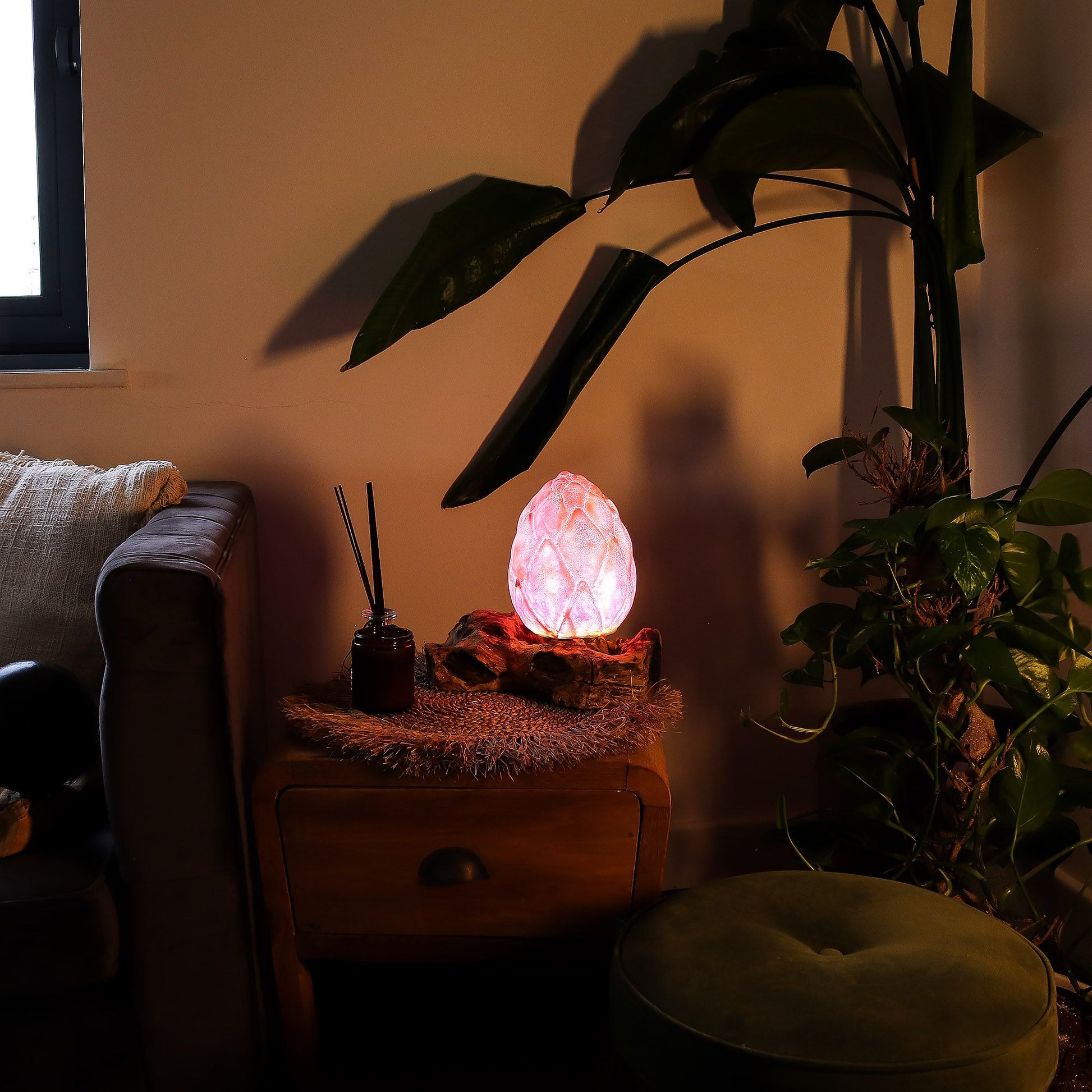 DriftGlow Lamp Crackle Lotus Flower Shade - Purple