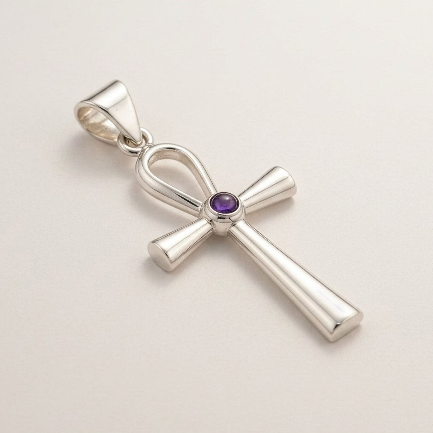 Silver Plated (45cm Cord)- Ankh Symbol of Eternal Life
