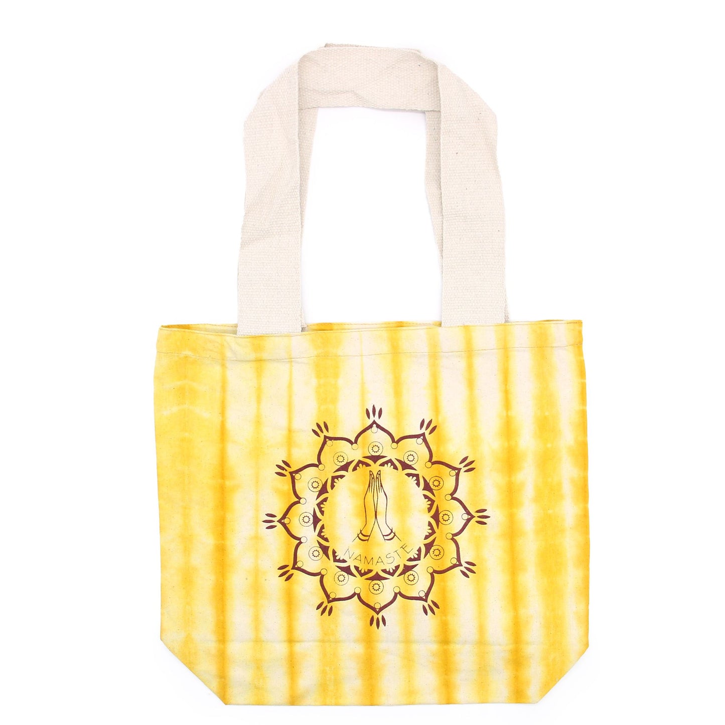 Tye-Dye Cotton Bag (6oz) - 38x42x12cm -  Namaste Hands - Yellow -Handle