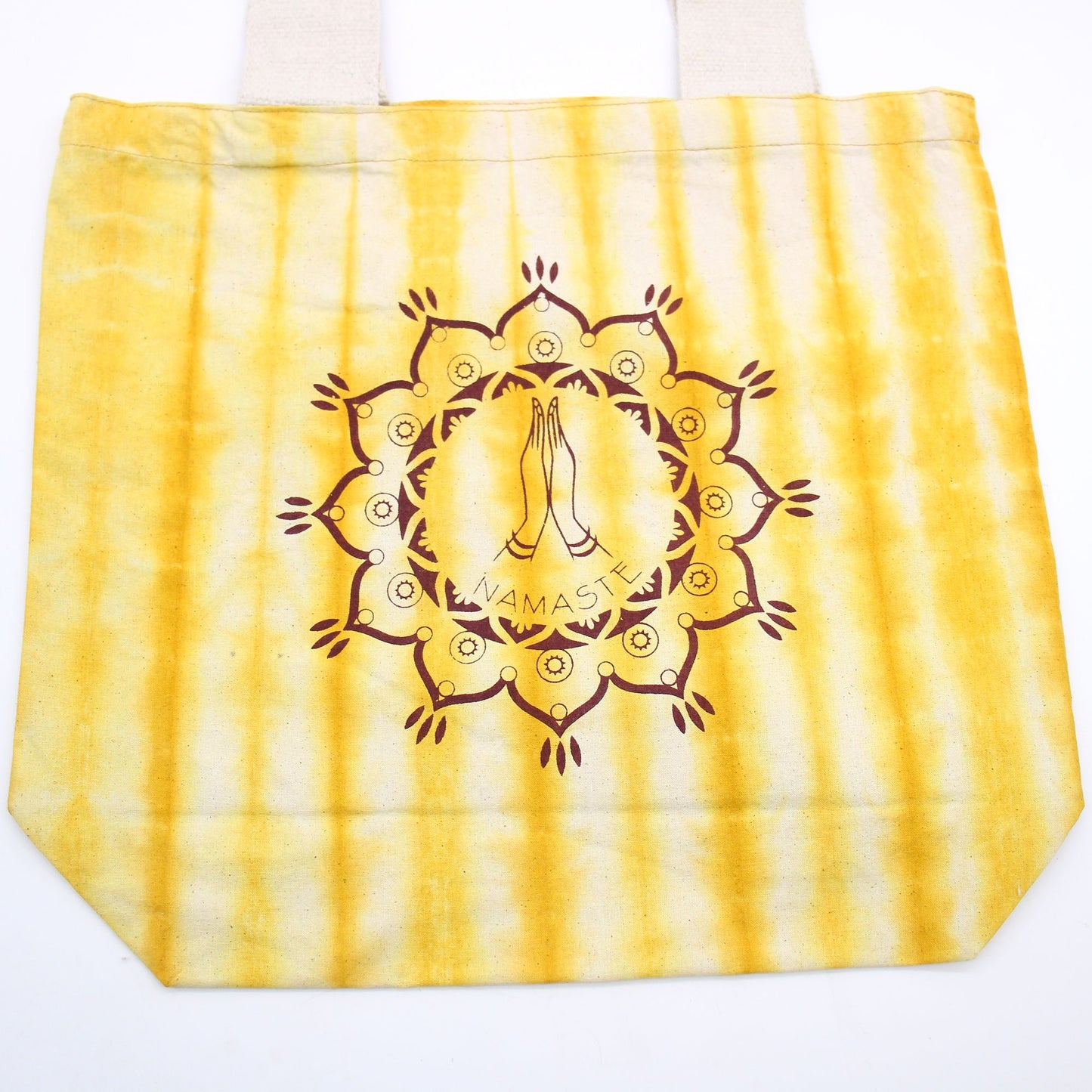 Tye-Dye Cotton Bag (6oz) - 38x42x12cm -  Namaste Hands - Yellow -Handle