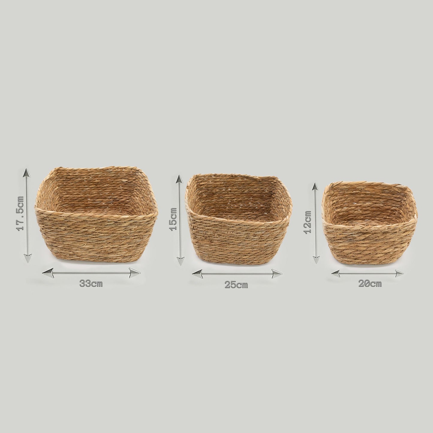 Seagrass Square Baskets - Natural - Set of 10