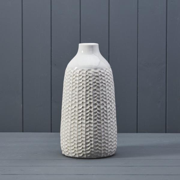 White Ceramic Vase (28.5cm) BD12.8 x H28.5cm