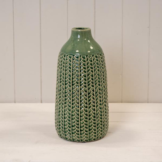 Set of 2 Green Ceramic Vase