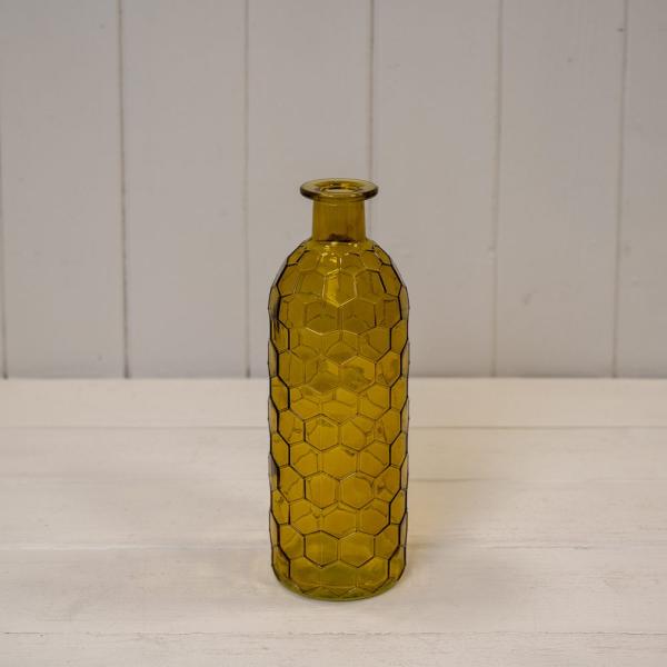 Yellow Honeycomb Glass Bottle