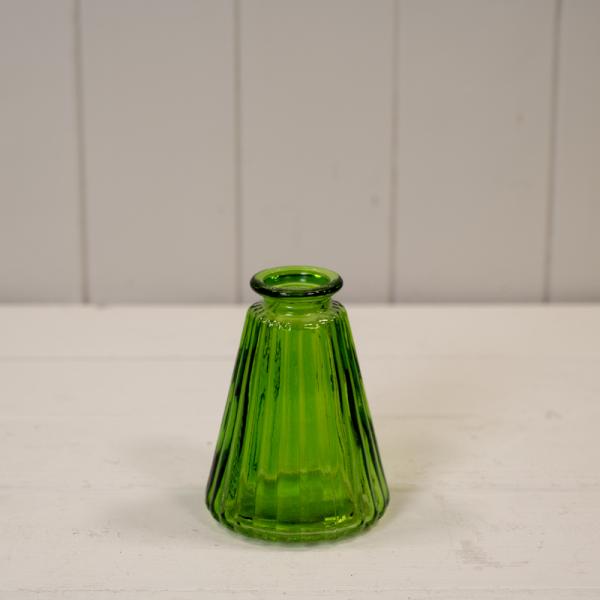 Emerald Green Glass Ribbed Bottle