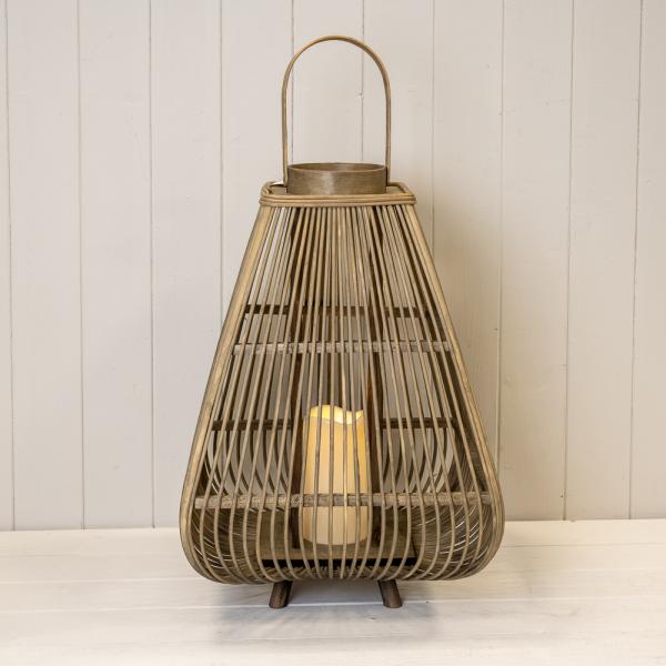 Large Bamboo Lantern With Led Candle