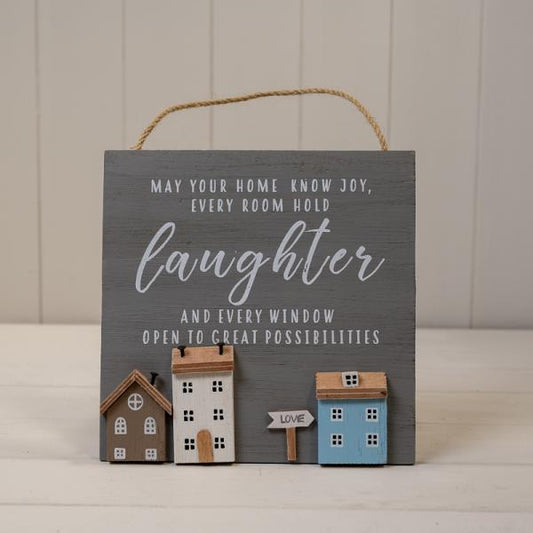 Grey Wooden Home Sign 'May Your Home Know Joy  Every Room Hold Laughter and Every Window Open to Gr