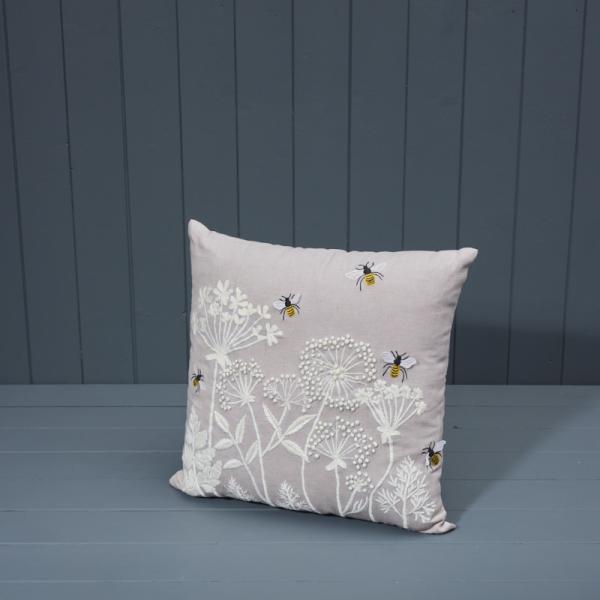 Washable Cotton Embroidered Cushion with Filling 40.5x40.5cm