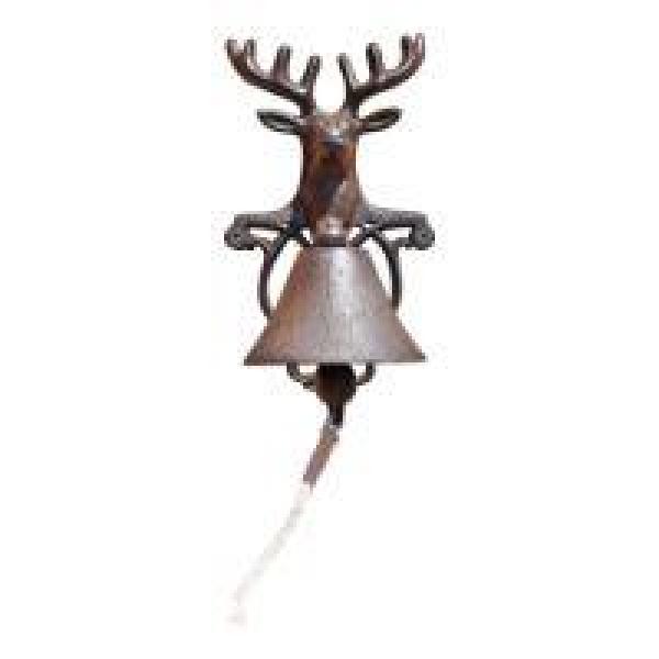 Rustic Cast Iron Wall Bell  Reindeer Bust