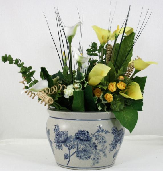 Ceramic Planter  Vintage Blue & White Magnolia Design