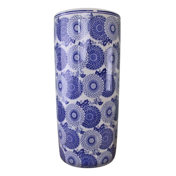 Umbrella Stand  Vintage Blue & White Marigold Design