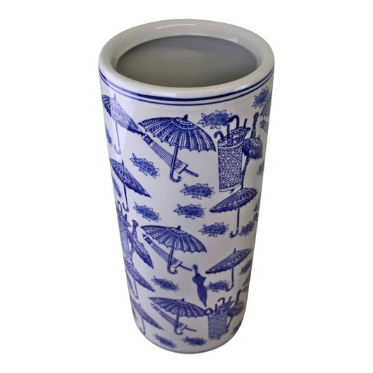 Umbrella Stand  Vintage Blue & White Umbrella Design