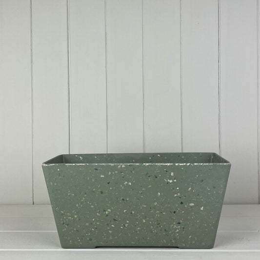 Earthy Sage Bamboo Terrazzo Windowsill Planter 29.5cm 13cm H14cm  Weight-1540g