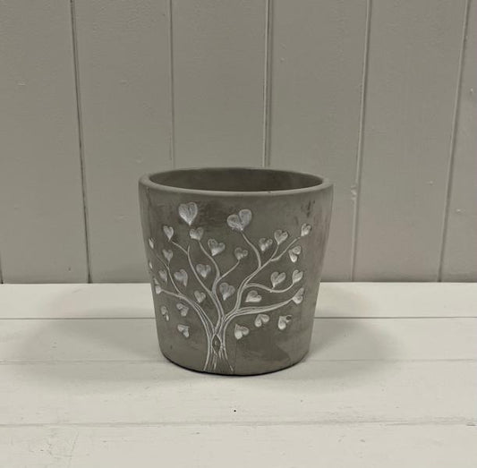 Grey Cement Love Tree Pot
