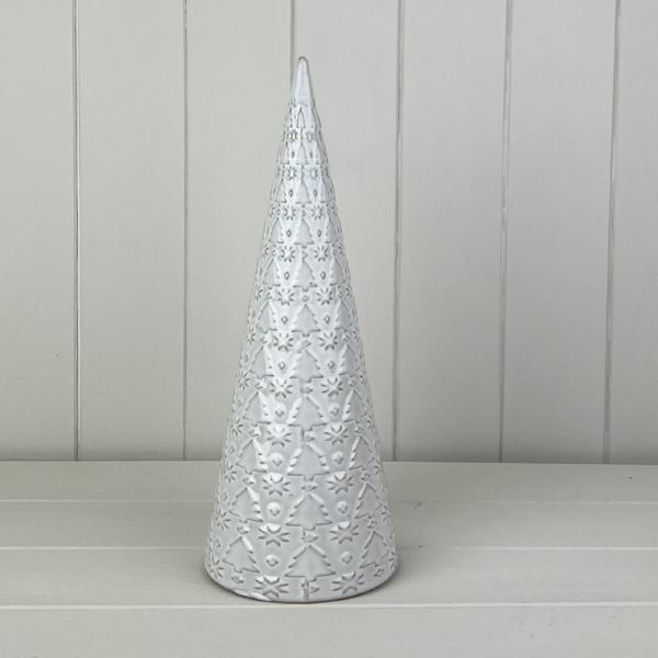 Glazed Ceramic Tree Ornament with Textured Detail L12.1xD12.1xH31.9cm
