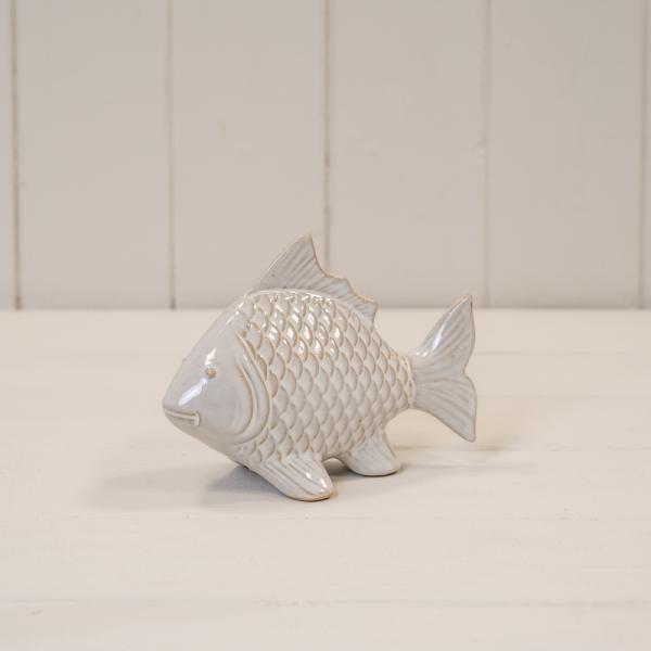 Glazed Ceramic Fish Ornament with Textured Detail (L13.4xW6.2xH10cm)