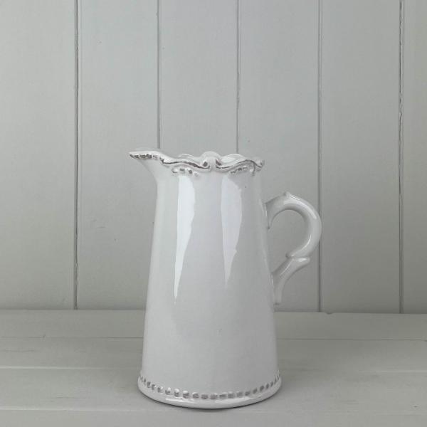 White Jug With Decorative Rim Tl15.5cm H19cm B11.5cm